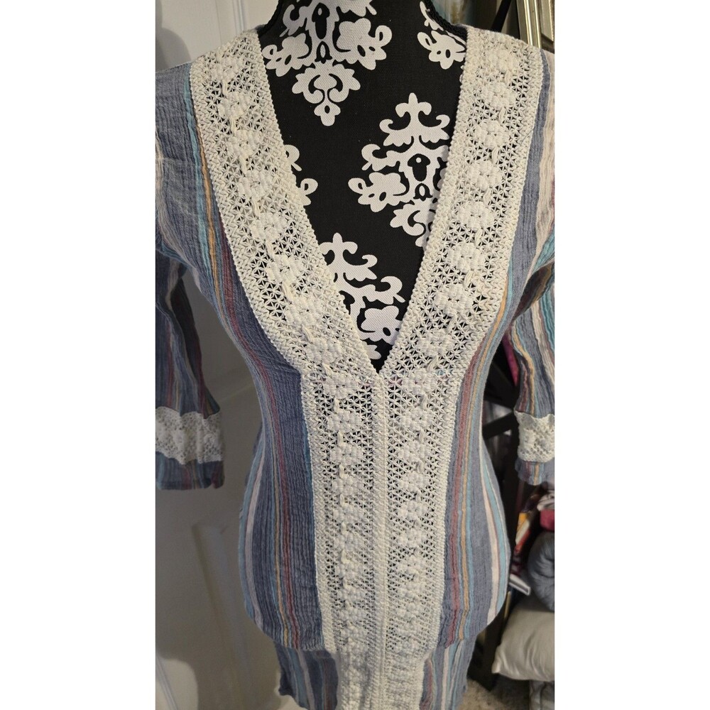 BE BEACH Blouse Women's Small Tunic Gauze Stretchy Cover Up Top Beachwear